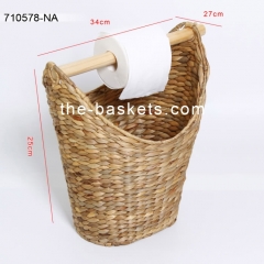 Round water hyacinth laundry hamper