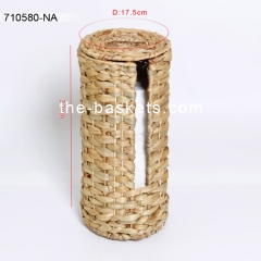 Round water hyacinth laundry hamper