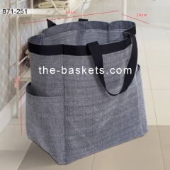 Fabric laundry basket with long handles