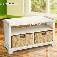 Long bench with two storage baskets