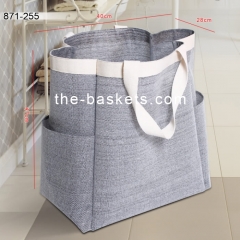 Fabric laundry basket with long handles