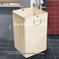 Fabric laundry hamper with aluminum handle