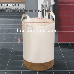 Fabric laundry hamper with long handle