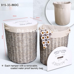 Willow round hamper with iron frame