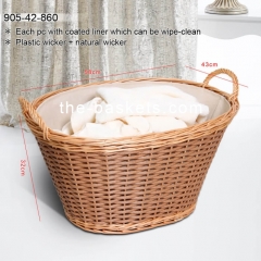 Willow & resin wicker laundry basket with liner