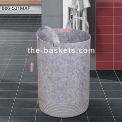 Fabric laundry hamper with long handle