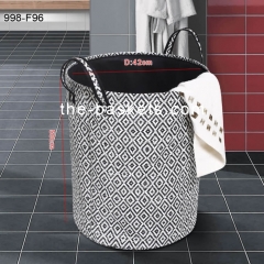 Fabric laundry hamper with long handles