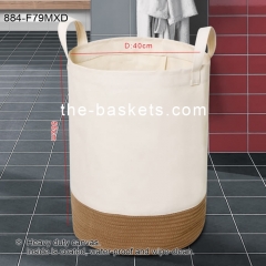 Fabric laundry hamper with long handle