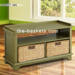 Long bench with two storage baskets