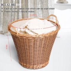 Willow & resin wicker storage basket with liner