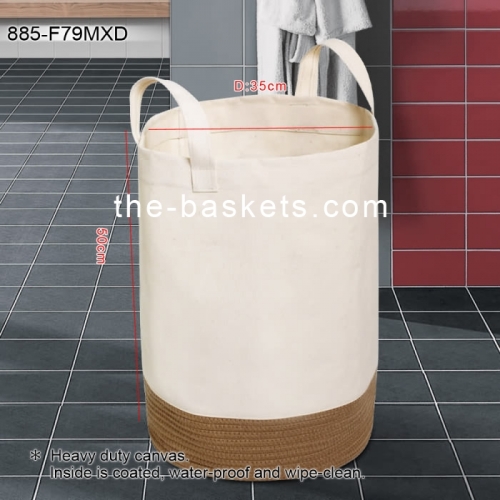 Fabric laundry hamper with long handle