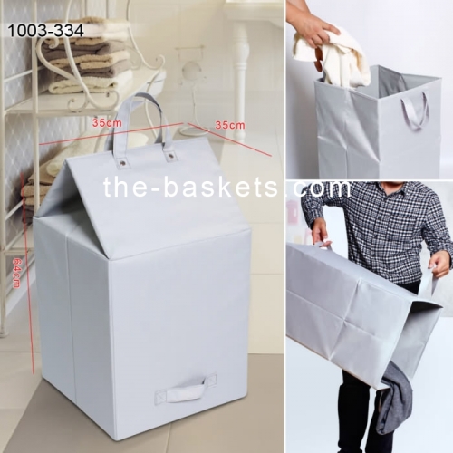 Fabric laundry hamper with long handles
