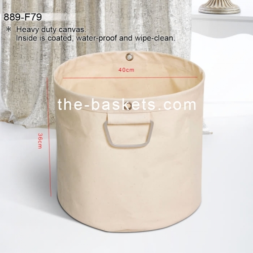 Fabric round basket with aluminum handle