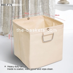 Fabric square basket with aluminum handle