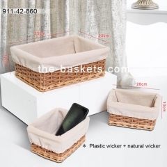 Willow & resin wicker storage basket with liner