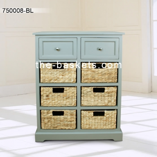 Cabinet with two drawers and six storage baskets