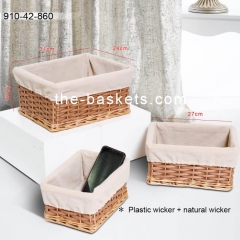 Willow & resin wicker storage basket with liner