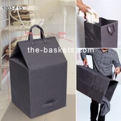 Fabric laundry hamper with long handles