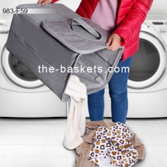 Fabric laundry hamper with long handles