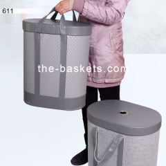 Faux leather oval hamper