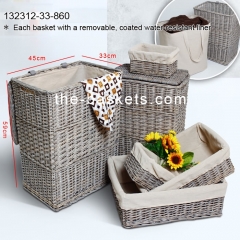 Rectangular willow hamper with liner