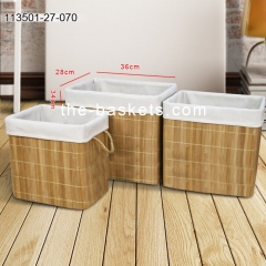 Bamboo storage basket with liner
