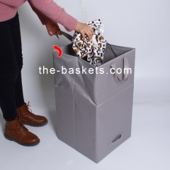 Fabric laundry hamper with long handles