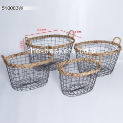 Wire baskets with water hyacinth rim