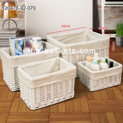 Willow storage baskets with liner