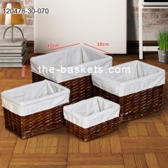 Willow storage baskets with liner