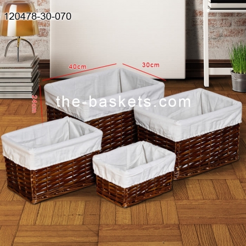 Willow storage baskets with liner