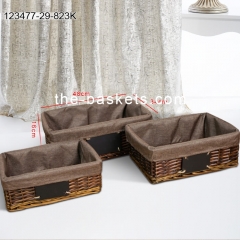 Willow storage baskets with liner