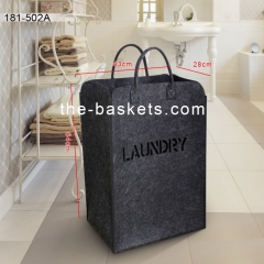 Felt laundry hamper with round carrying handle