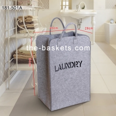 Felt laundry hamper with round carrying handle
