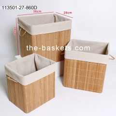 Bamboo storage basket with liner
