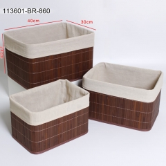 Bamboo storage basket with liner