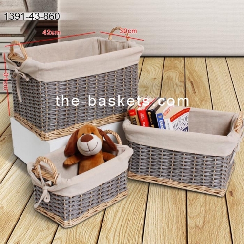 Willow combined resin wicker rectangular storage baskets