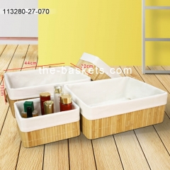 Bamboo storage basket with liner