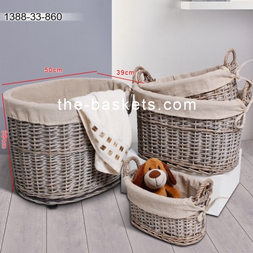 Willow oval storage baskets