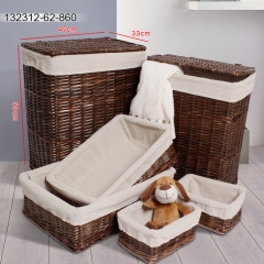 Rectangular willow hamper with liner