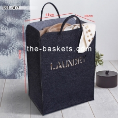 Felt laundry hamper with round carrying handle