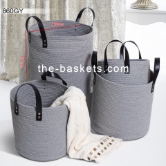 Cotton rope basket with handle