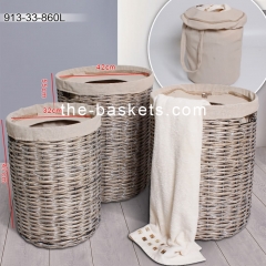 Willow round hamper with iron frame