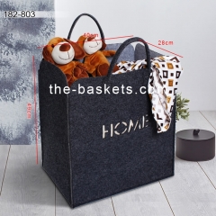 Felt laundry hamper with round carrying handle