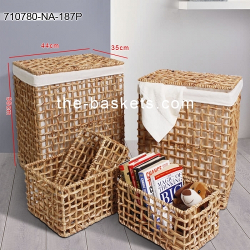 Water hyacinth laundry hamper