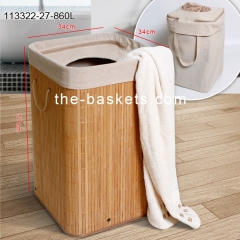Foldable Bamboo hamper with liner