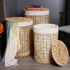 Water hyacinth laundry hamper