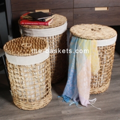 Water hyacinth laundry hamper