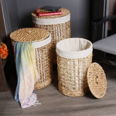 Water hyacinth laundry hamper