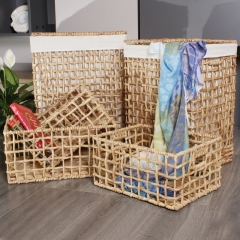 Water hyacinth laundry hamper